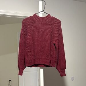 Cozy Mock Cowl Neck Burgundy Knit Sweater